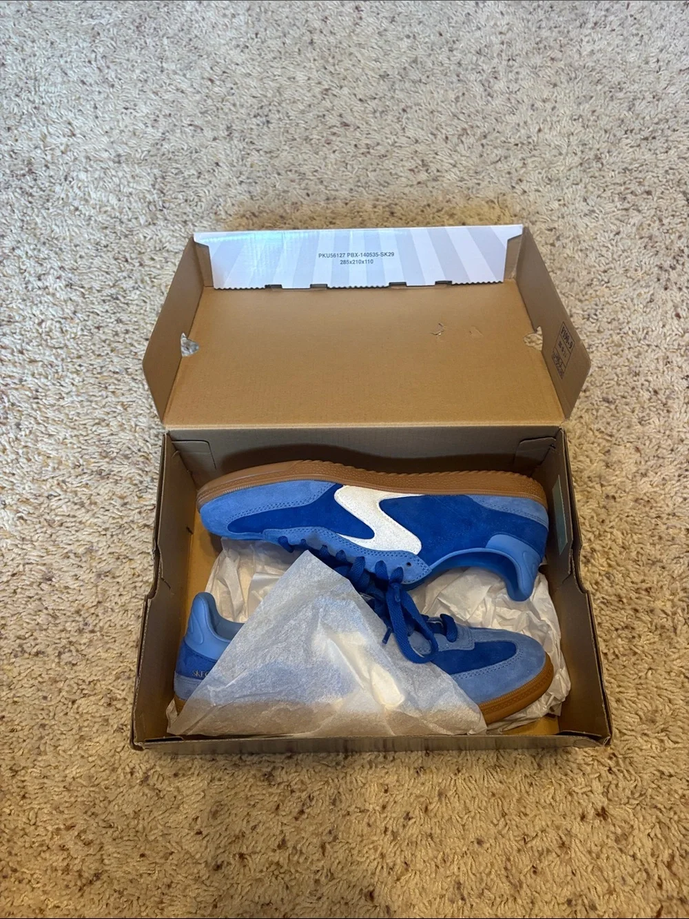 Skechers Blue and Silver Suede Low-Top Sneakers